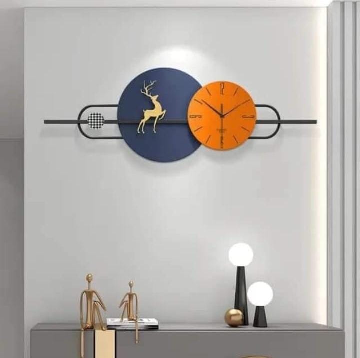 Horizontal Double Ring Clock 18*48-V Home Decor