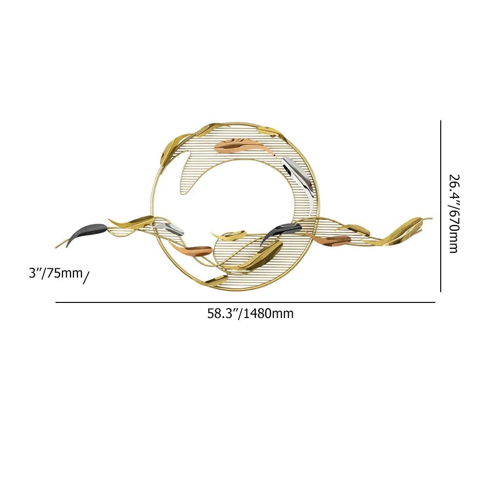 Fish Swing Circles Wall Decor 58*3*26-V Home Decor
