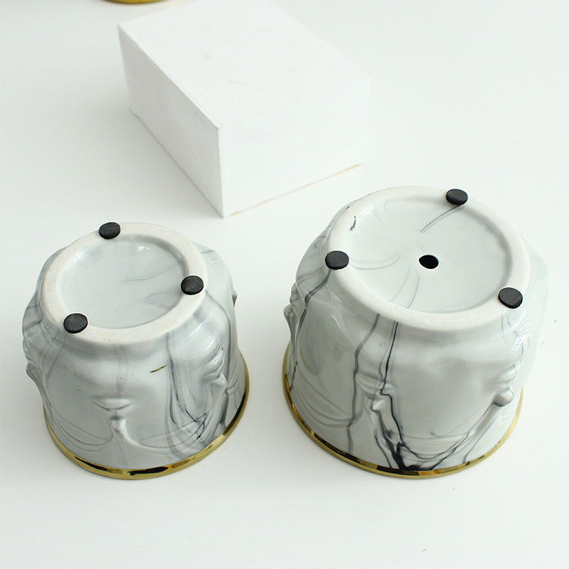 Human Face Flowerpot Light Luxury Ornaments Entrance Key Storage Home