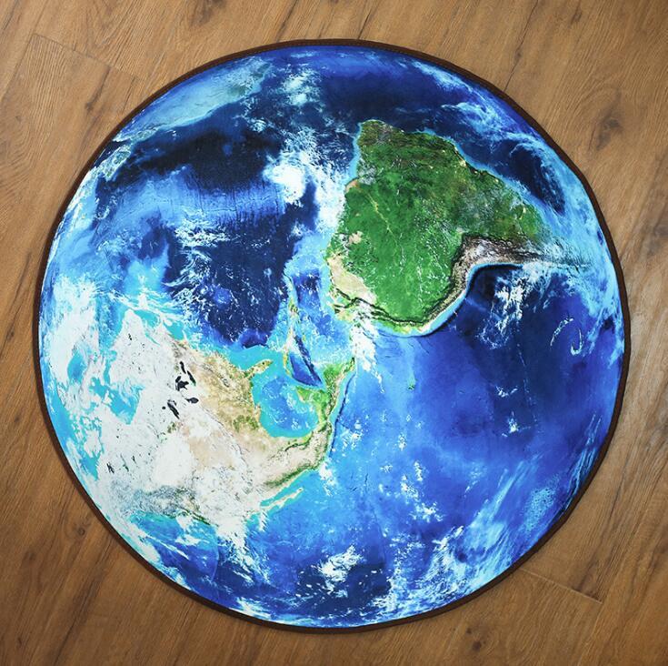 3D Moon And Earth Round Rug