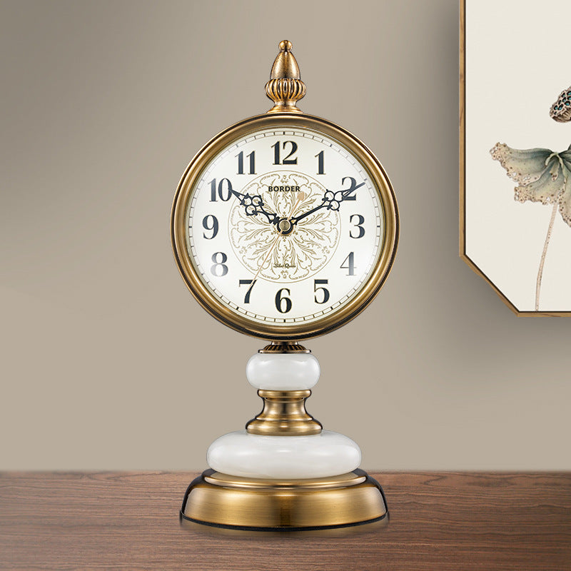 New Chinese Style Living Room Desk Clock Desktop Silent Craft Clock Ornaments