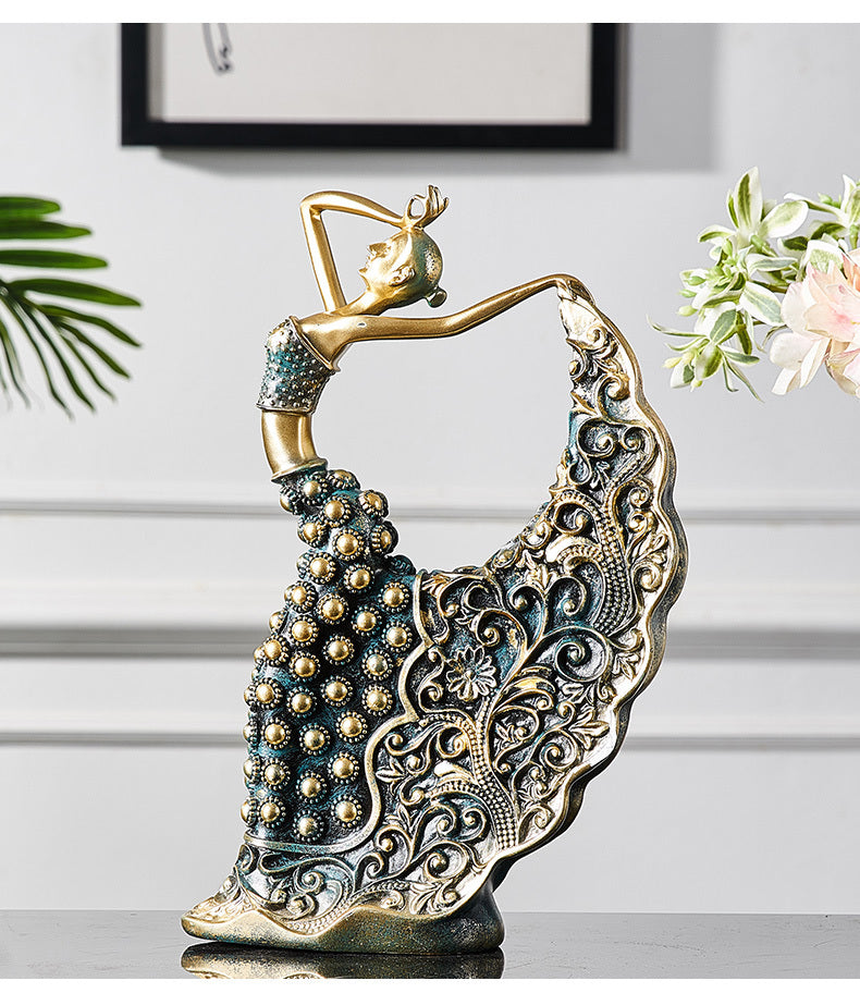Light Luxury Style Creative Peacock Dancing Girl Artwork Decoration Nordic Desk Resin Decoration Decoration