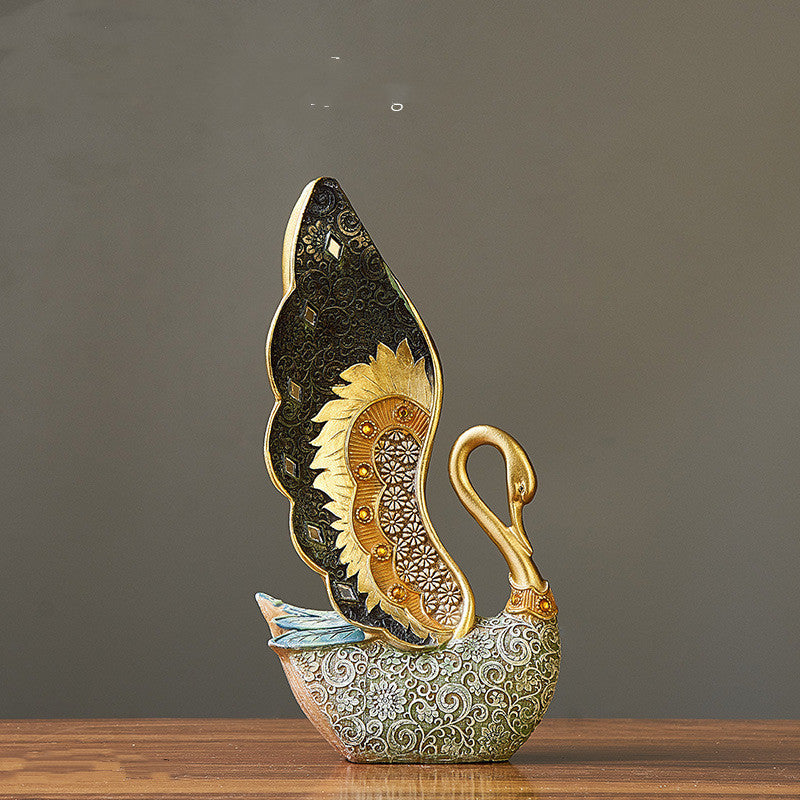 TV Cabinet Desktop Swan Resin Crafts Furnishings