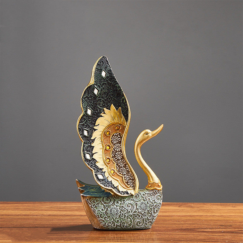 TV Cabinet Desktop Swan Resin Crafts Furnishings