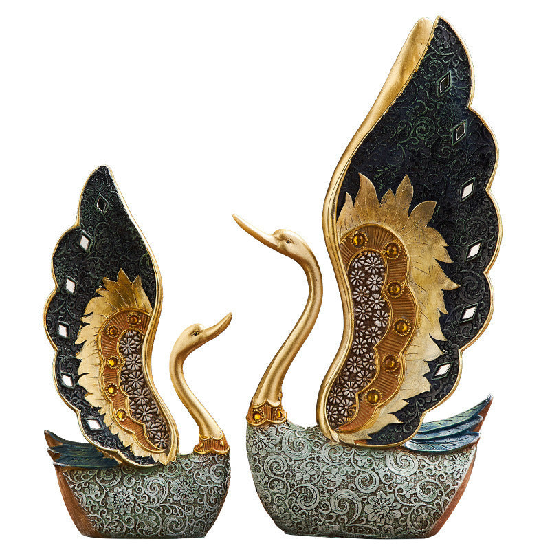 TV Cabinet Desktop Swan Resin Crafts Furnishings
