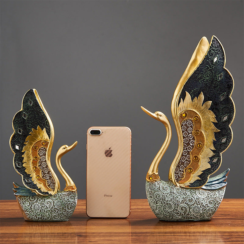 TV Cabinet Desktop Swan Resin Crafts Furnishings