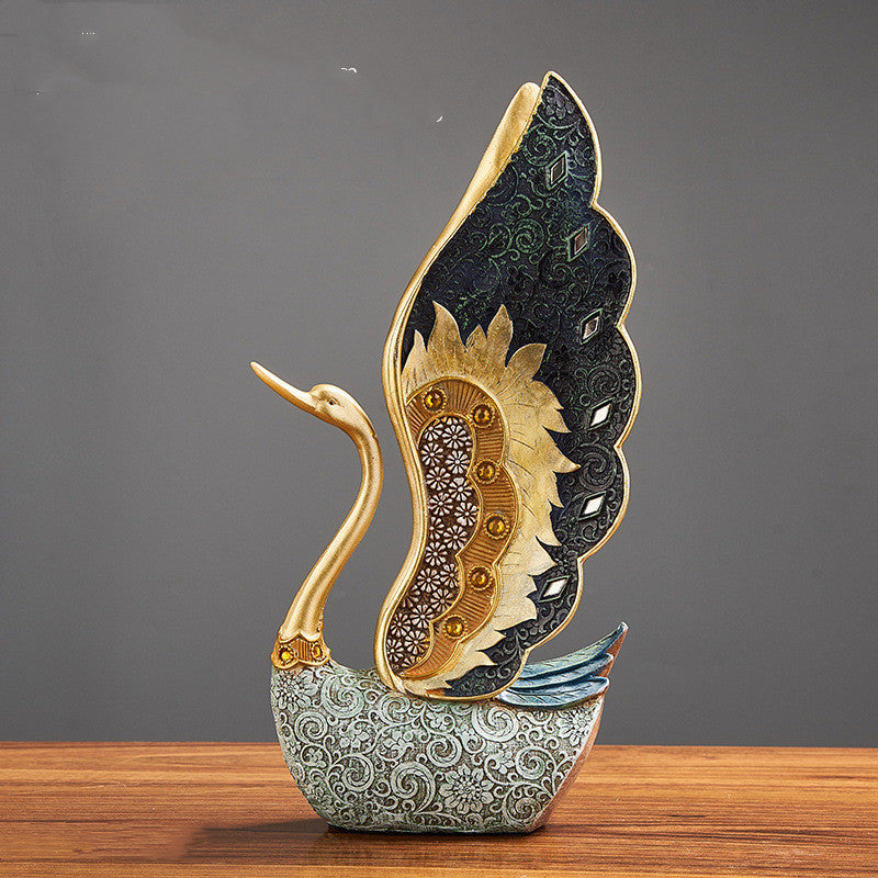 TV Cabinet Desktop Swan Resin Crafts Furnishings