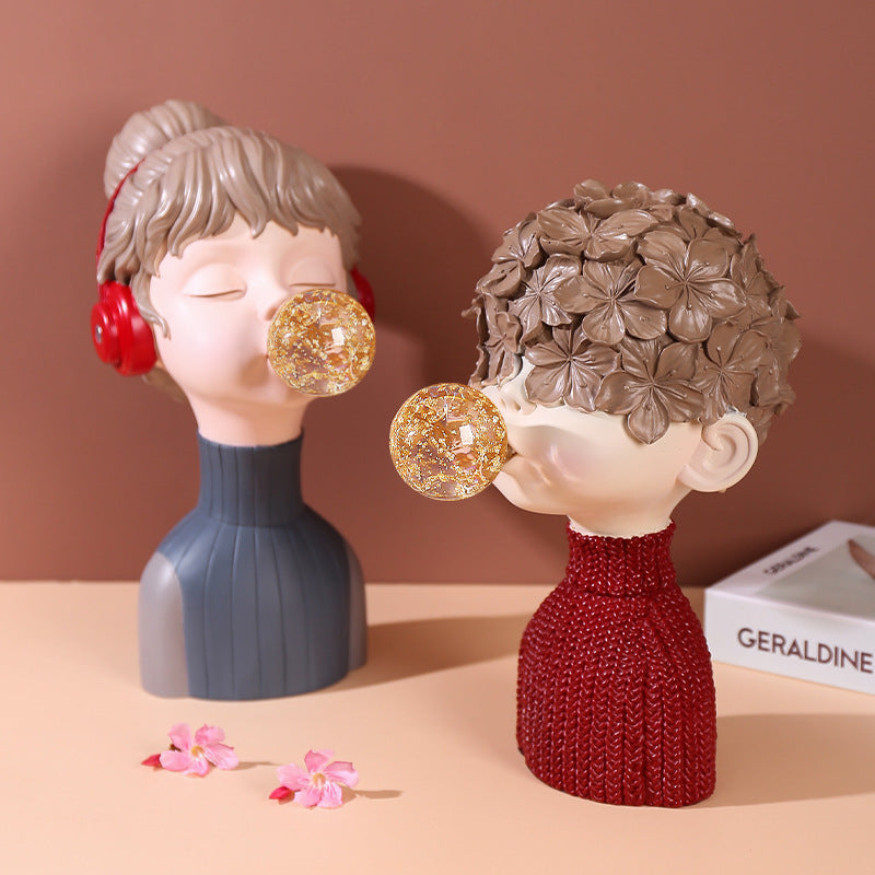 Music girl resin ornaments