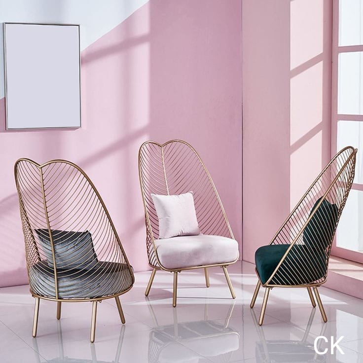 Stainless Steel Luxury Lounge Chair Set of with Foam and Cushions 43 Inches Long 17 Inches Wide 17 Inches High