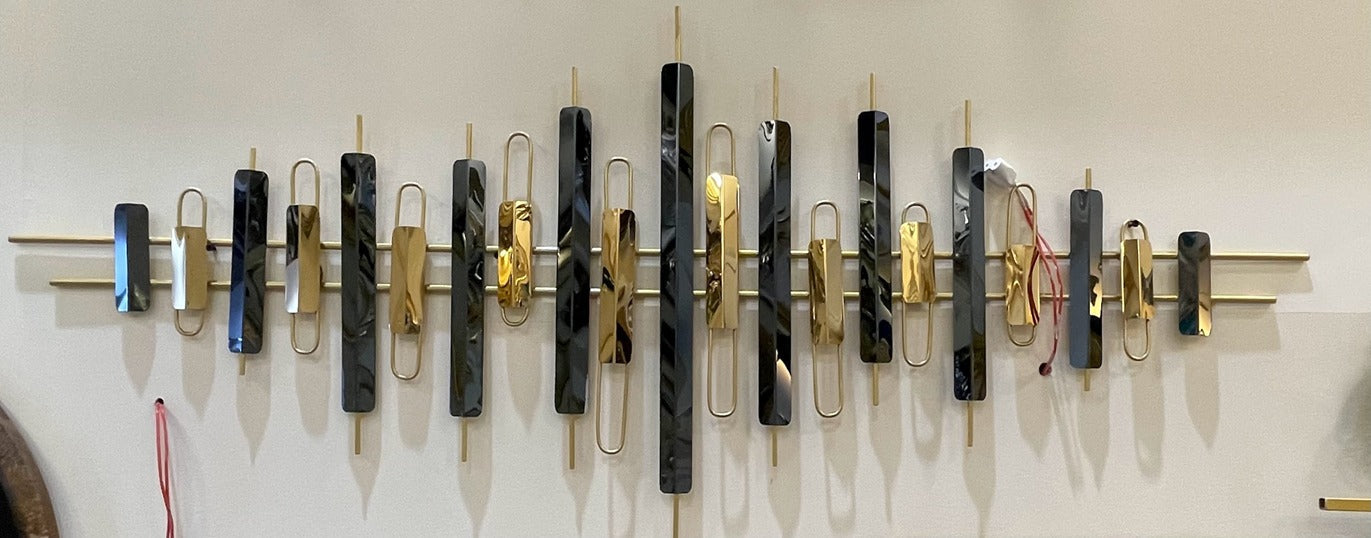 Black And Golden Stripes Wall Decor 60*1*22-V Home Decor