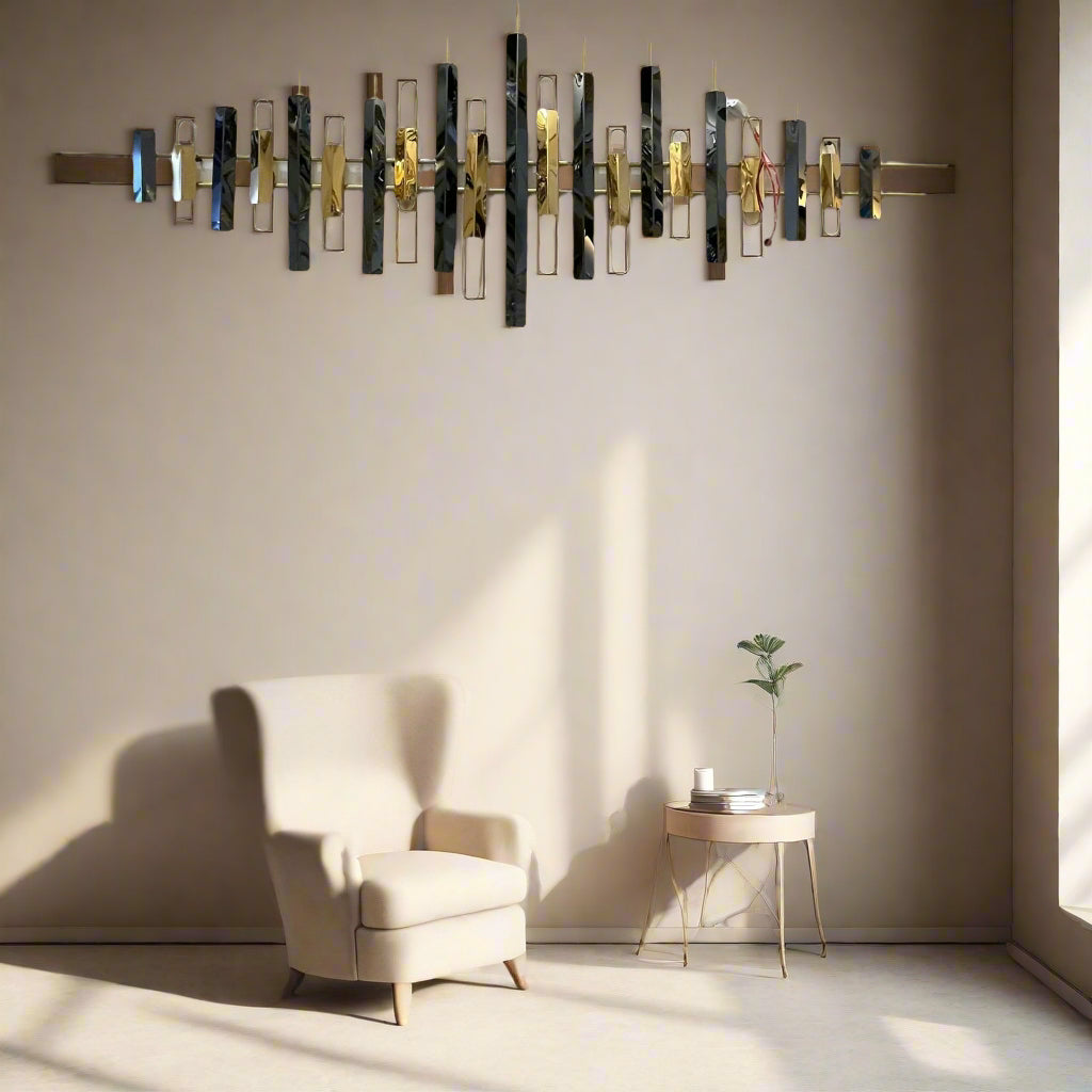 Black And Golden Stripes Wall Decor 60*1*22-V Home Decor