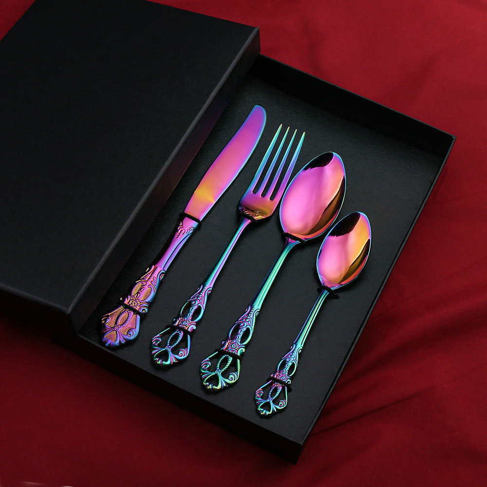 🎁 Stainless Steel Western Food Tableware Set Steak Knife And Fork Gift Box Steak Knife, Fork And Spoon (100% off)