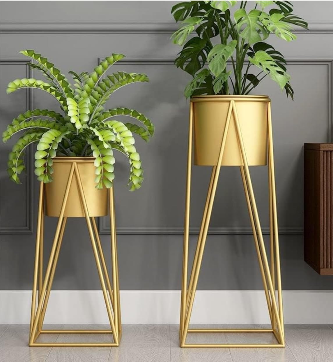 Golden Color Planter 9*9*20-V Home Decor
