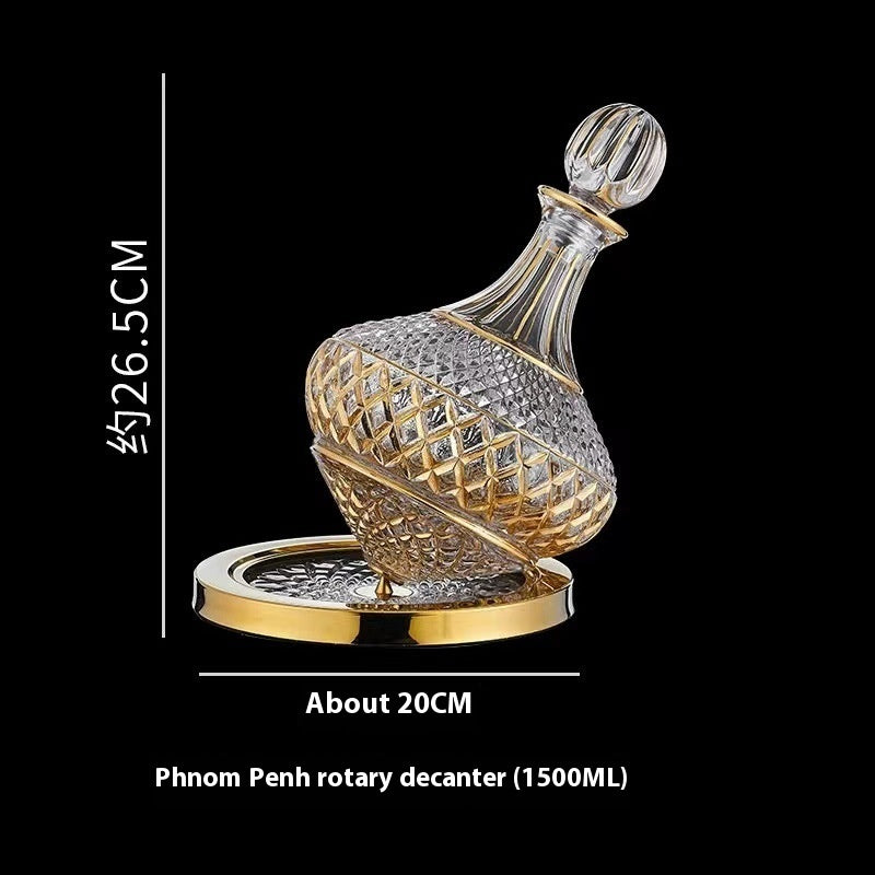 🎁 Good-looking Light Luxury Gold Crystal Household Rotating Gyro Wine Decanter Wine Aerator Mirror Jug Gift Bar Decoration (100% off)