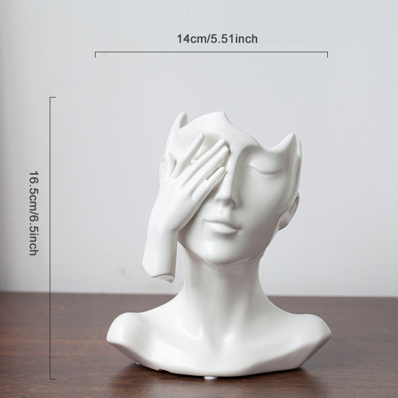 Nordic Ceramic Human Head Abstract Bust Vase