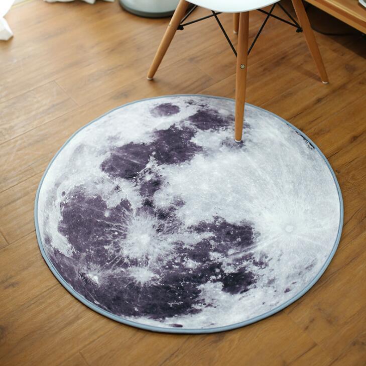 3D Moon And Earth Round Rug