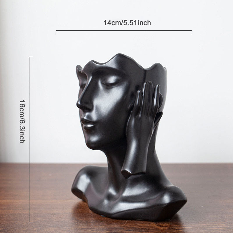 Nordic Ceramic Human Head Abstract Bust Vase