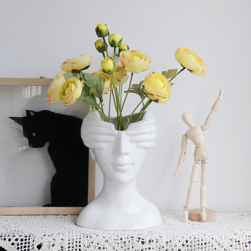 Nordic Art Ceramic Vase Decoration Living Room Tabletop Flower Arrangement Decorative Vase