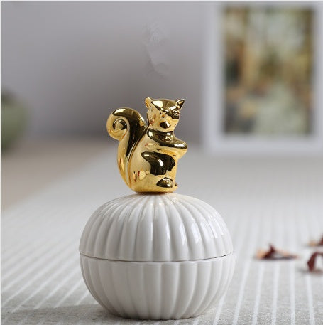 Animal figurine decor jewelry box squirrel rabbit cat bird crafts gift home decor jar-V Home Decor