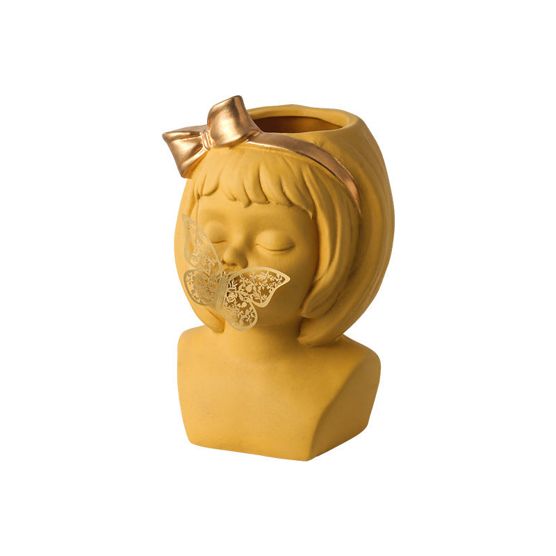 Creative Ceramic Little Girl Portrait Vase