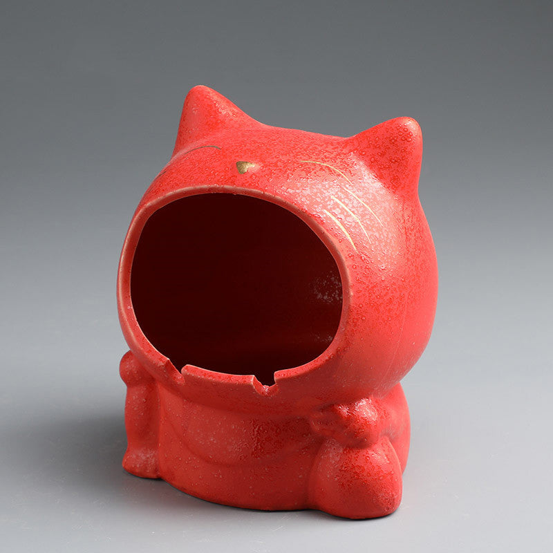 Cartoon Cat Ashtray Cute Creative Ceramic Household Ashtray Personality Trend Car Windproof