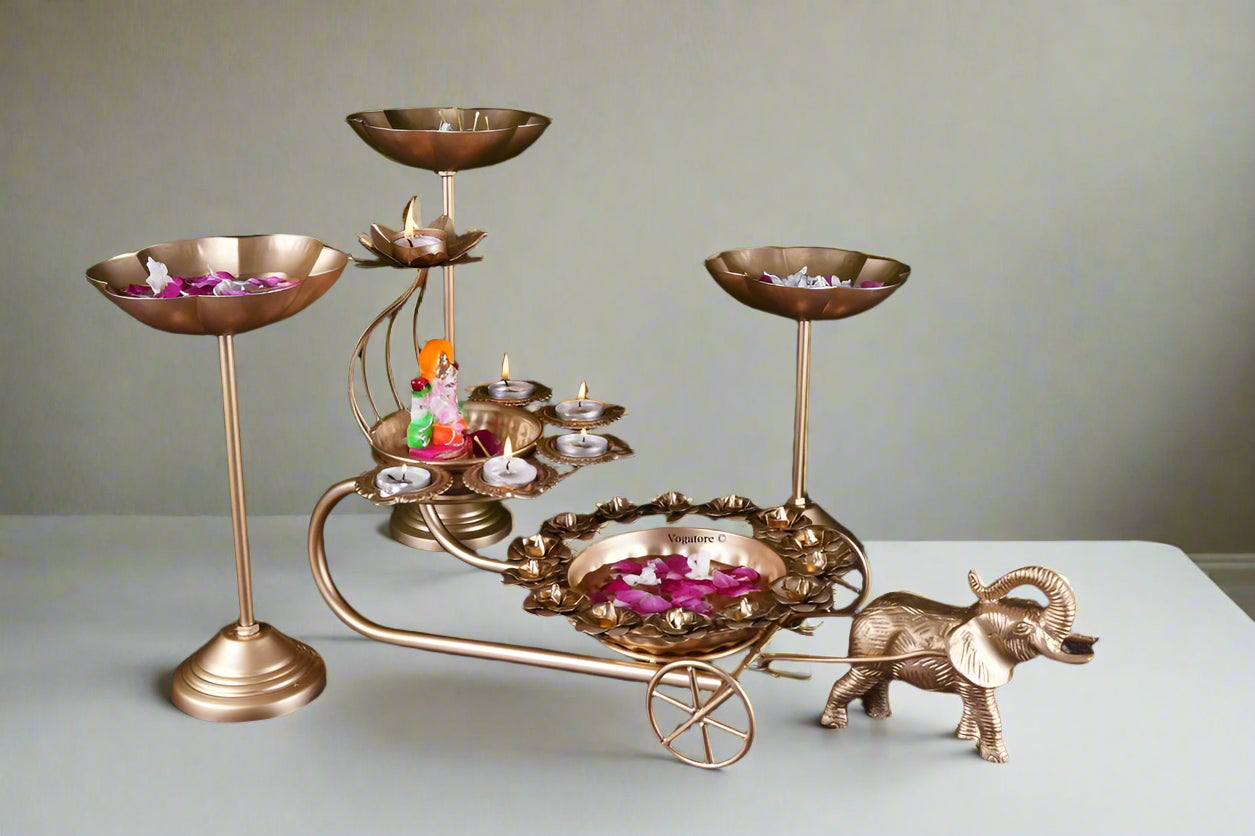 Lotus Urli On Elephant Cart 10*12*14-V Home Decor