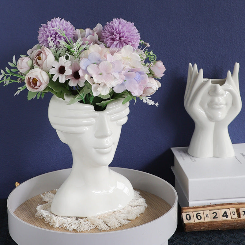 Nordic Art Ceramic Vase Decoration Living Room Tabletop Flower Arrangement Decorative Vase