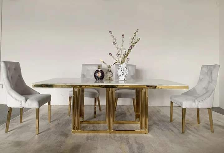 Stainless Steel Table With 6 Chairs 72*36*30-V Home Decor