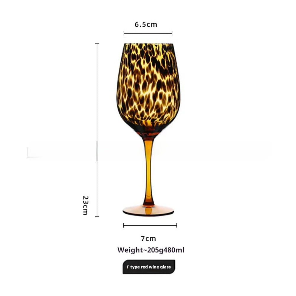 Leopard Print Goblet Vintage Handmade Fashionable Wine Glass