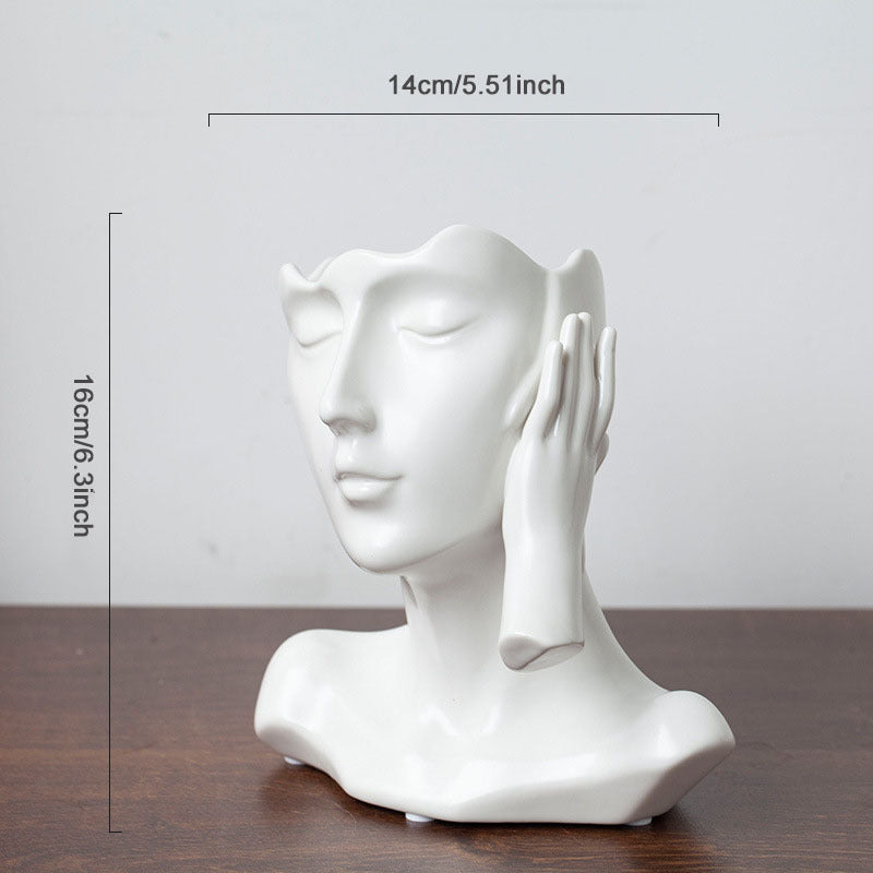 Nordic Ceramic Human Head Abstract Bust Vase