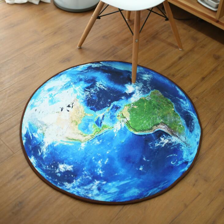 3D Moon And Earth Round Rug