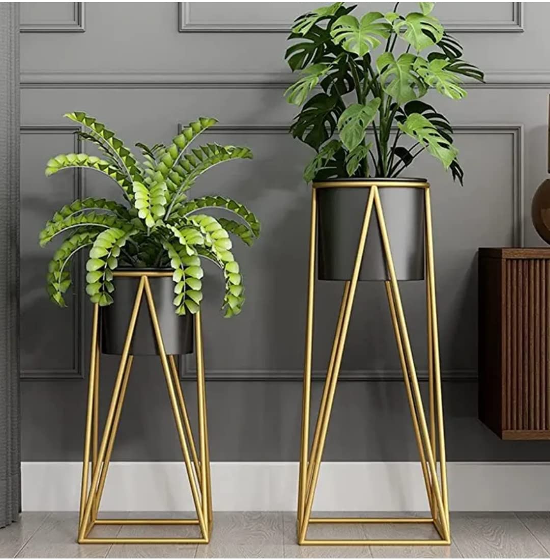 Golden Black Planter 9*9*20-V Home Decor