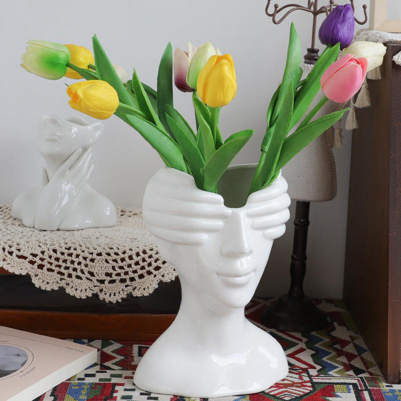 Nordic Art Ceramic Vase Decoration Living Room Tabletop Flower Arrangement Decorative Vase