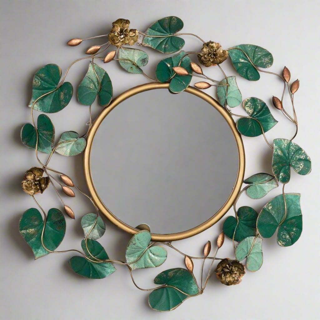 Leaf Mirror green 32*32*2-V Home Decor