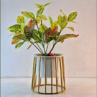 Cylinder Planter With Golden Color Stand 10*10*13