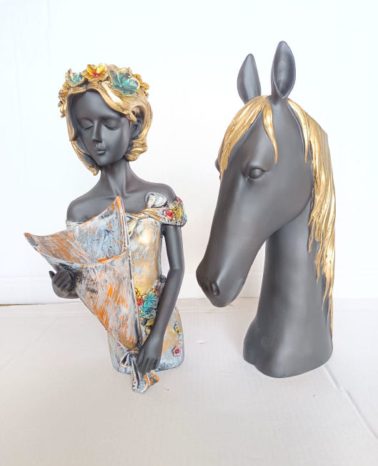 Girl With Horse Decor 6*5*14