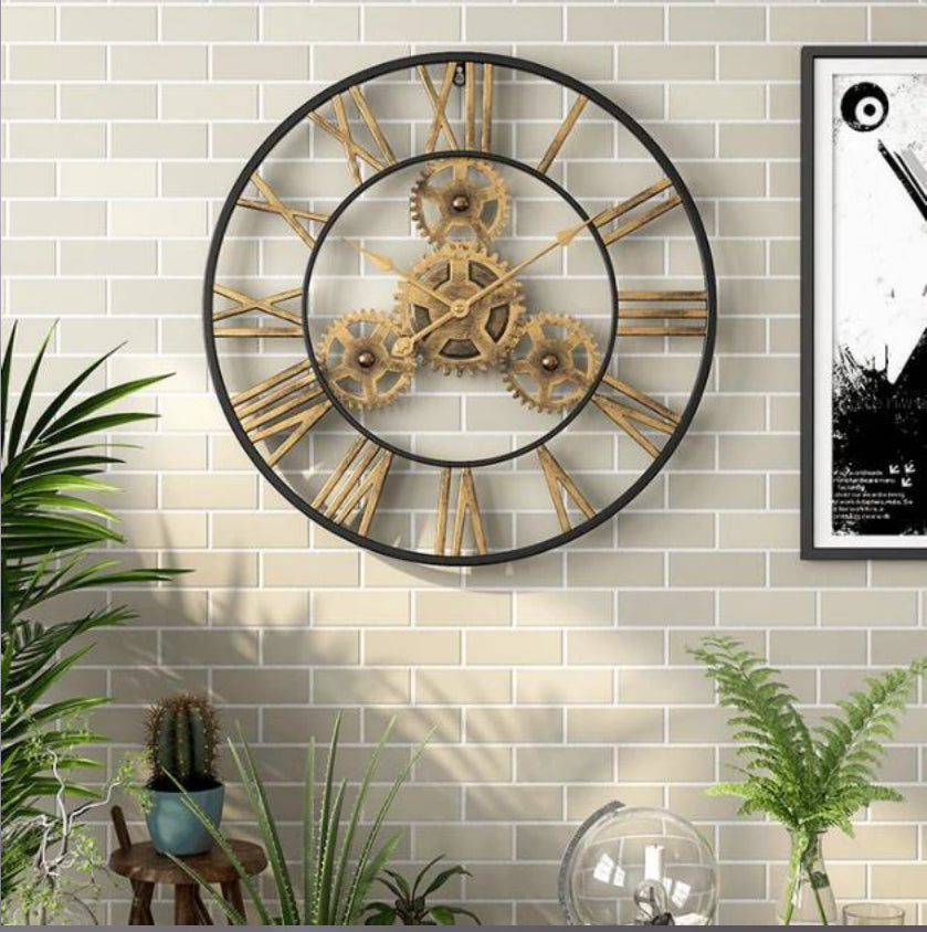 Black Golden Antique Roman Wall Clock 24*24