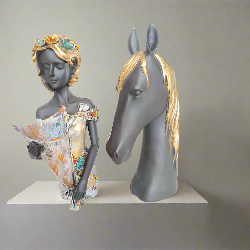 Girl With Horse Decor 6*5*14
