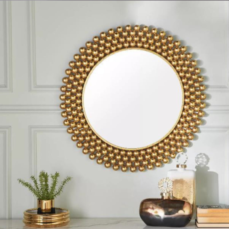 Golden Color Bead Wall Mirror 24*24*1