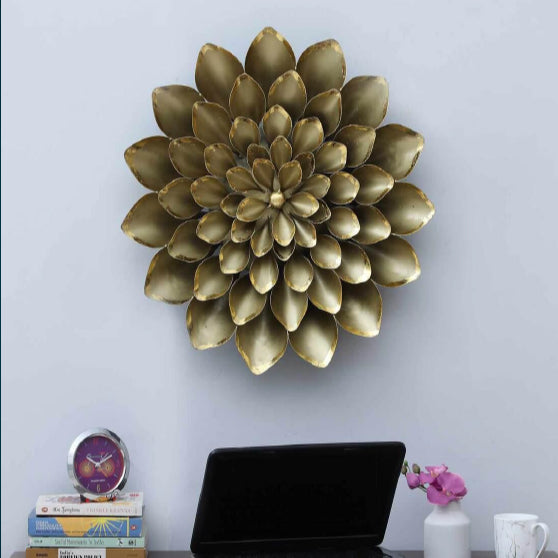 Golden Color Flower Wall Decor 23*4*23