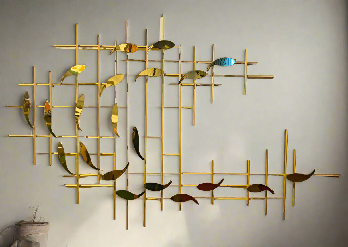 Fish Moving Family Wall Decor 60*4*28