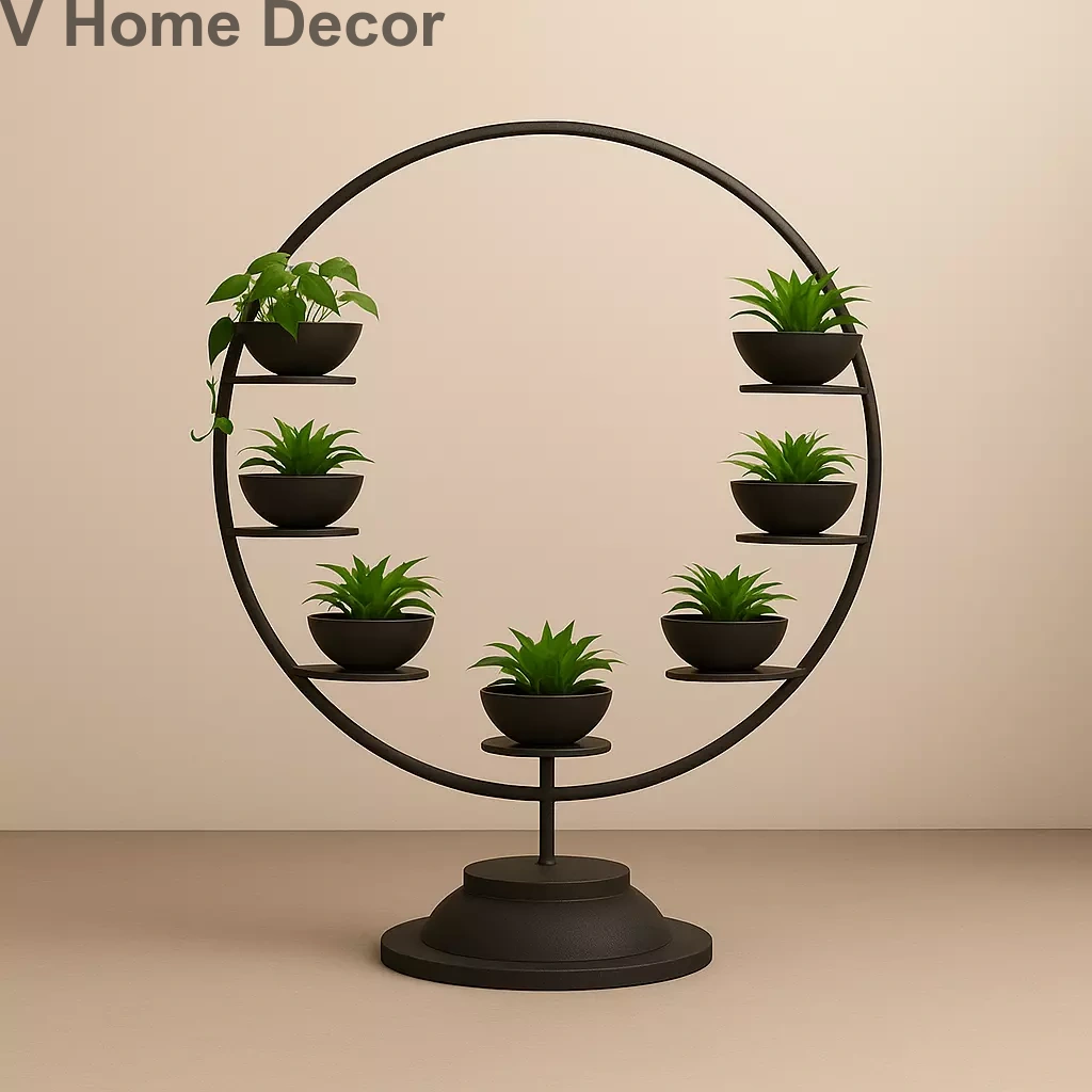 Padmasana Halo Planter – Lotus-Inspired Arch Sculpture with 7 Cradle Planters (5.5 ft)