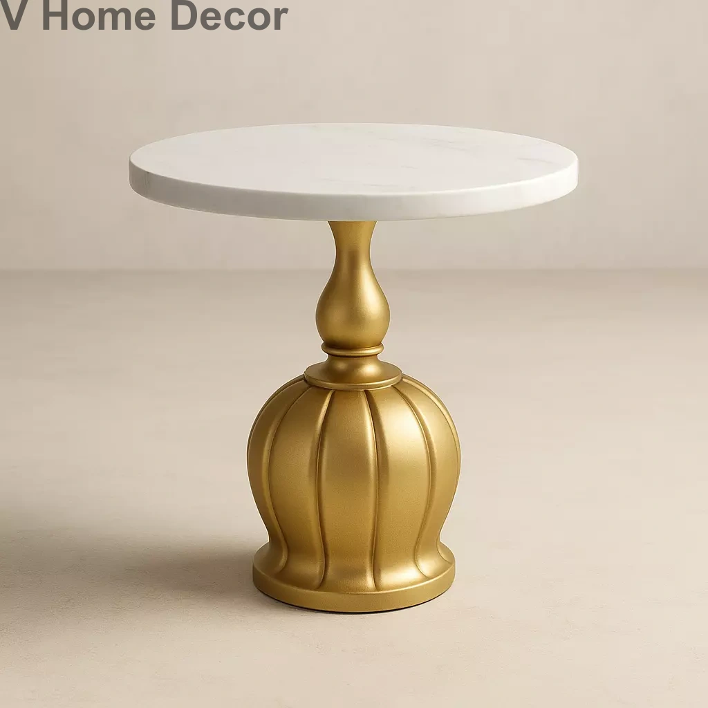 Karumari Yantra Side Table (15” Marble Top) – Amman Pot-Inspired Sacred Pedestal