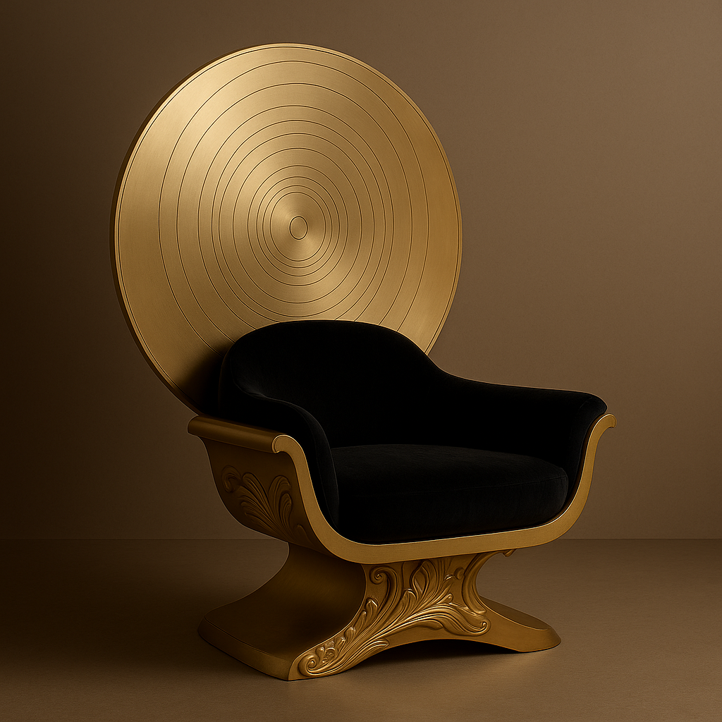 The Eclipse Throne – Celestial Lounge in Satin Golden Color Metal