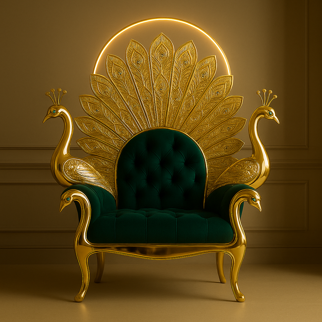 Peacock Darbar Sofa – Regal Armchair Inspired by Divine Splendor