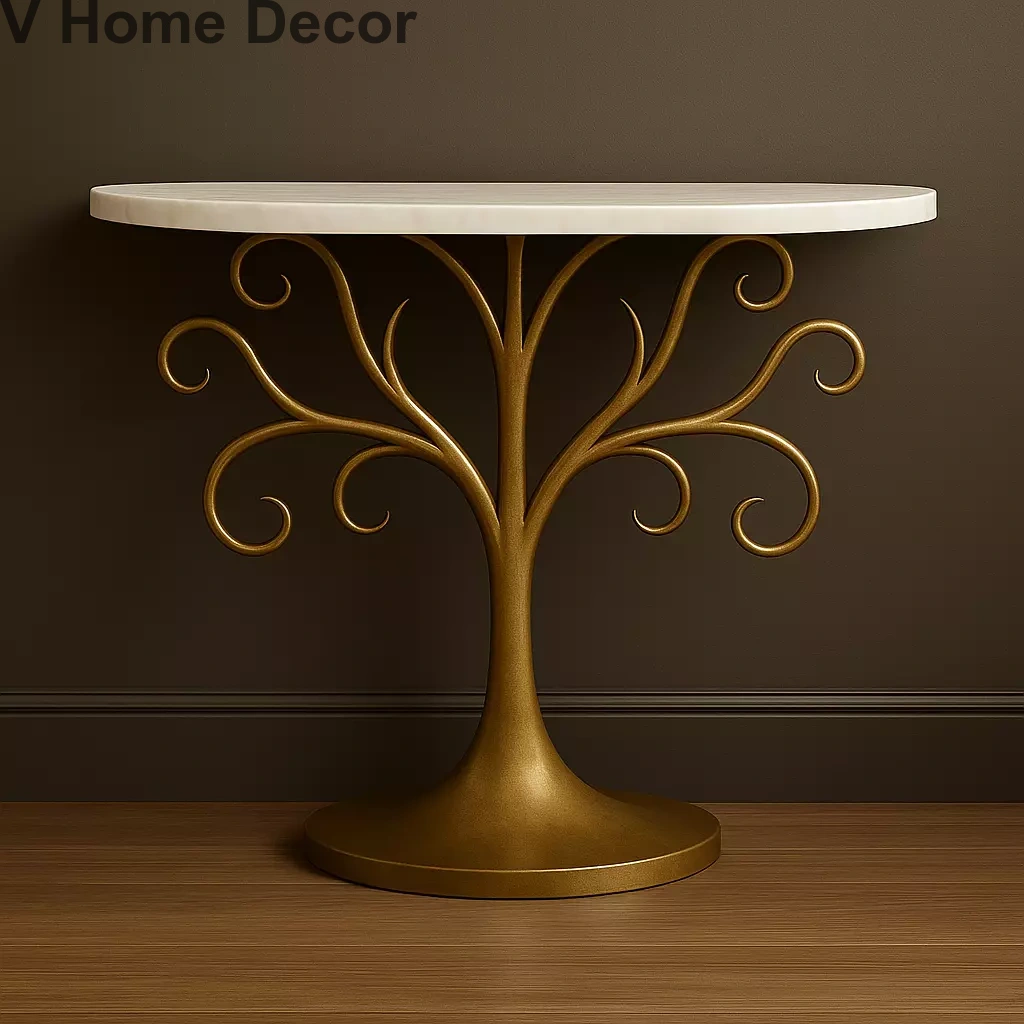 Kalpavriksha Luxury Console Table – Tree of Life Inspired Design with Marble Top