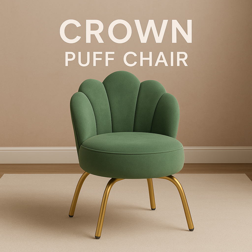 Crown Velvet Accent Chair – Compact Luxury with Gold Legs