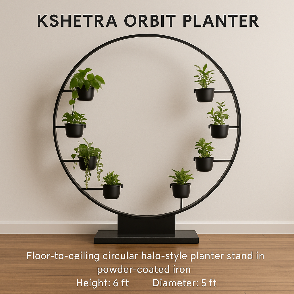 Kshetra Orbit Planter β 6 ft Circular Halo Planter Stand in Powder-Coated Iron
