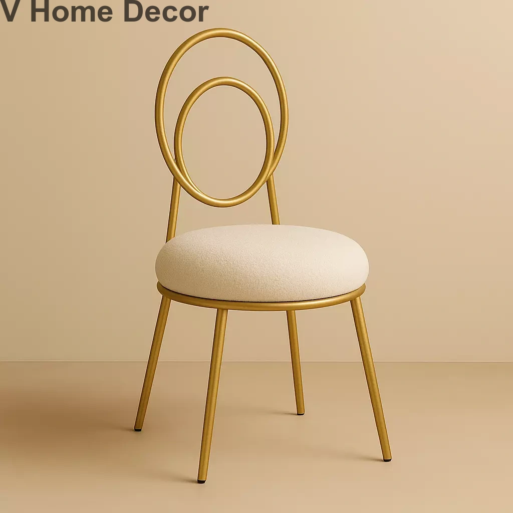 Celeste Ring Puff Chair – Luxe Velvet Vanity Seating with Double Halo Backrest