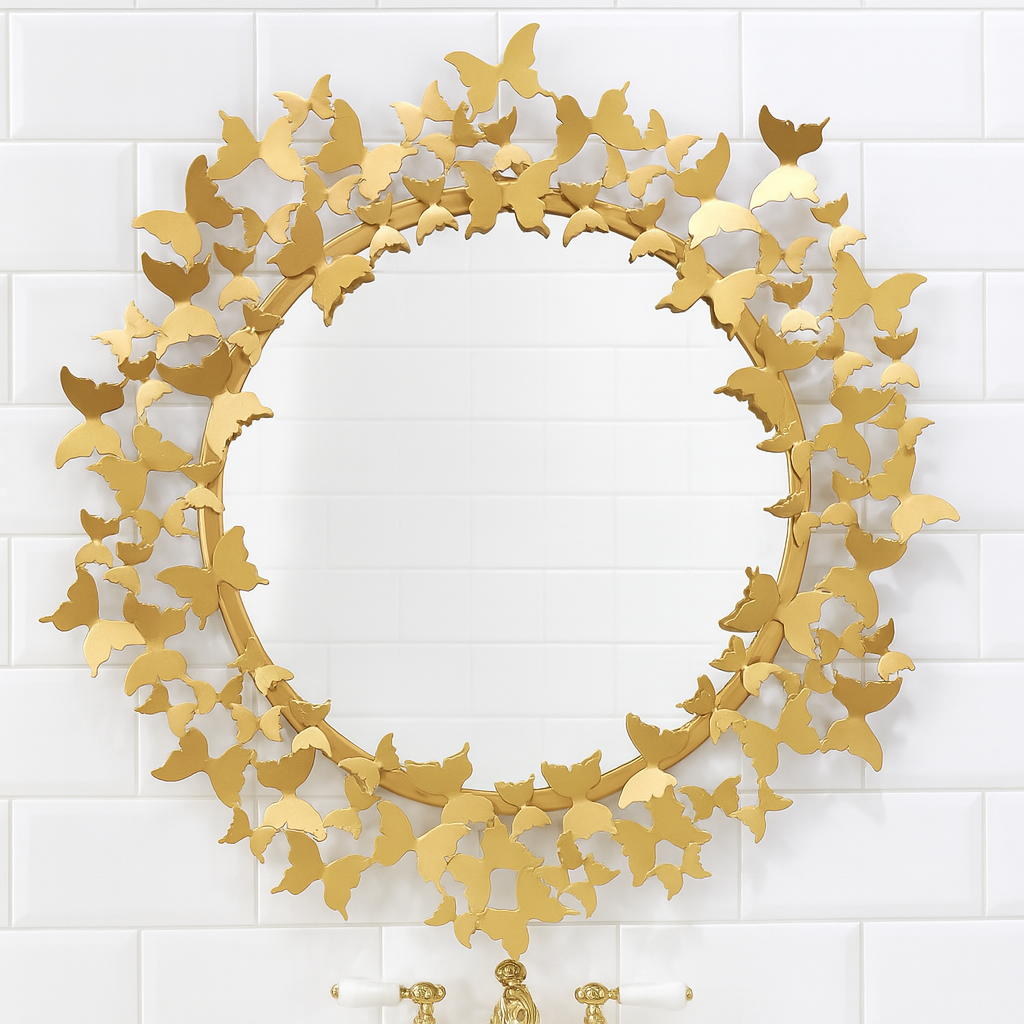 Butterfly Mirror 30 Inch Iron Duco Painted Powder Coated Rust Free